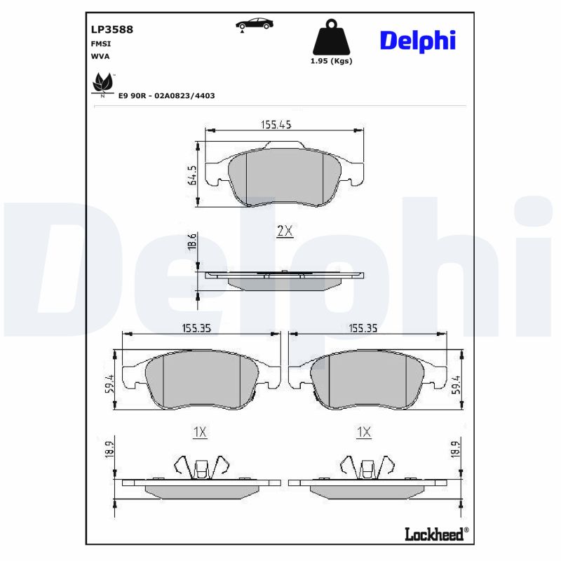 DELPHI Bremseklodser lp3588 for FIAT JEEP