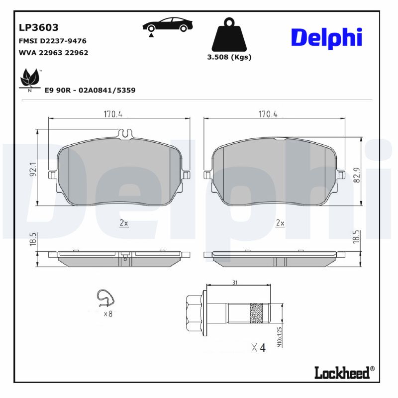 DELPHI Bremseklodser lp3603 for MERCEDES-BENZ