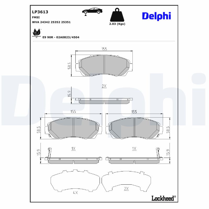 DELPHI Bremseklodser lp3613 for HONDA