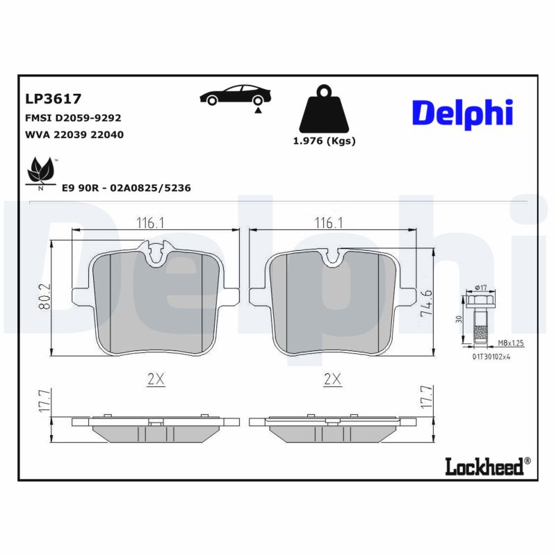 DELPHI Bremseklodser lp3617 for BMW ROLLS-ROYCE