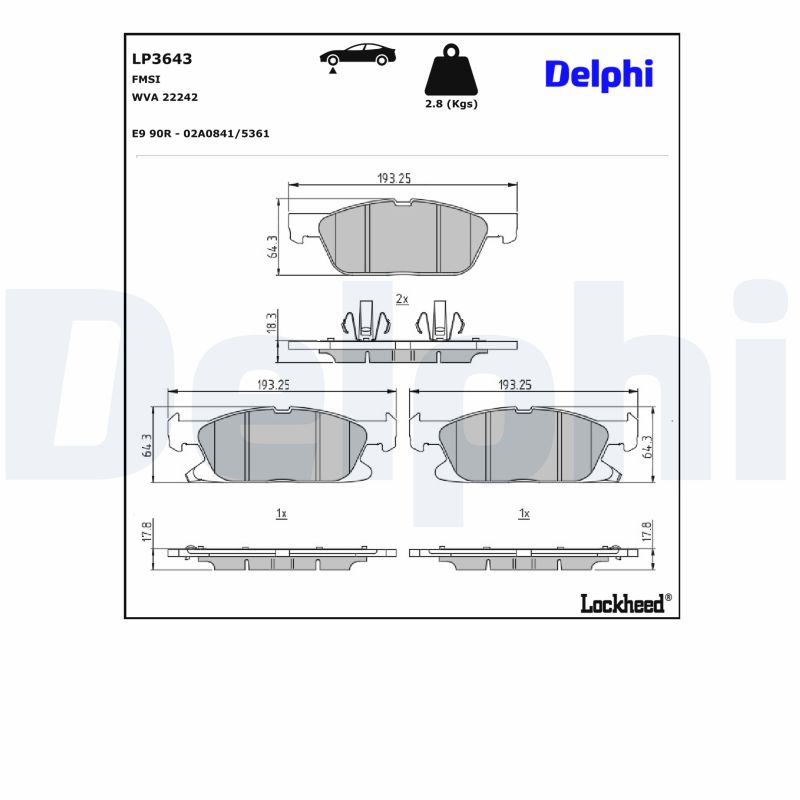 DELPHI Bremseklodser lp3643 for FORD