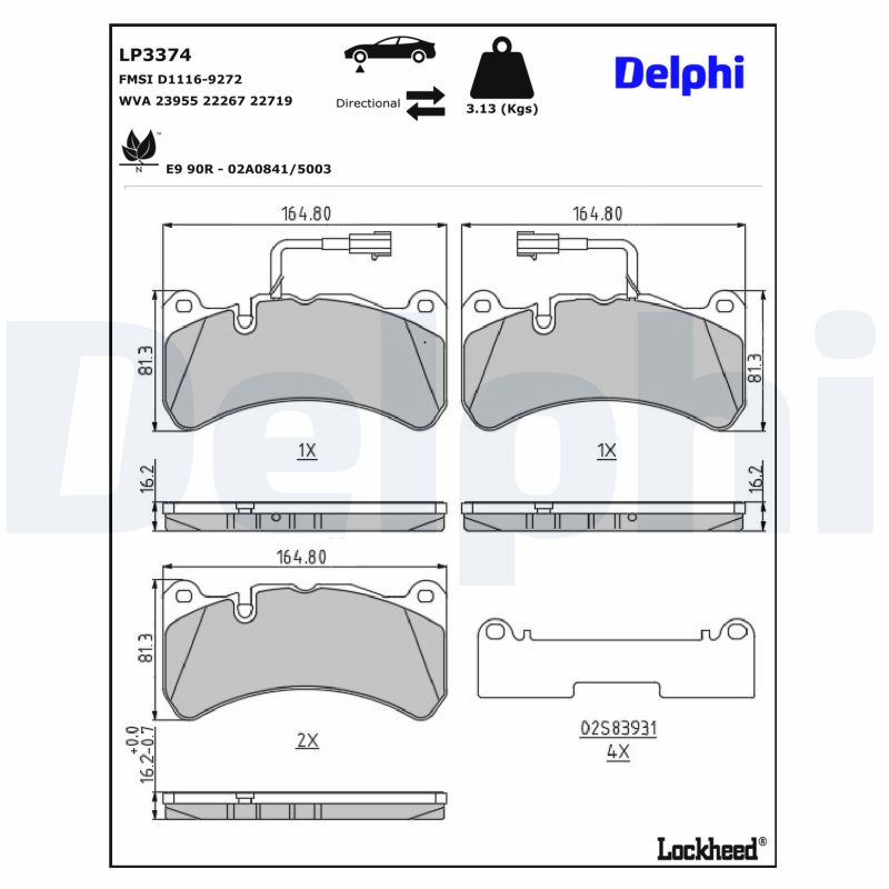 DELPHI Bremseklodser lp3374 for ALFA ROMEO