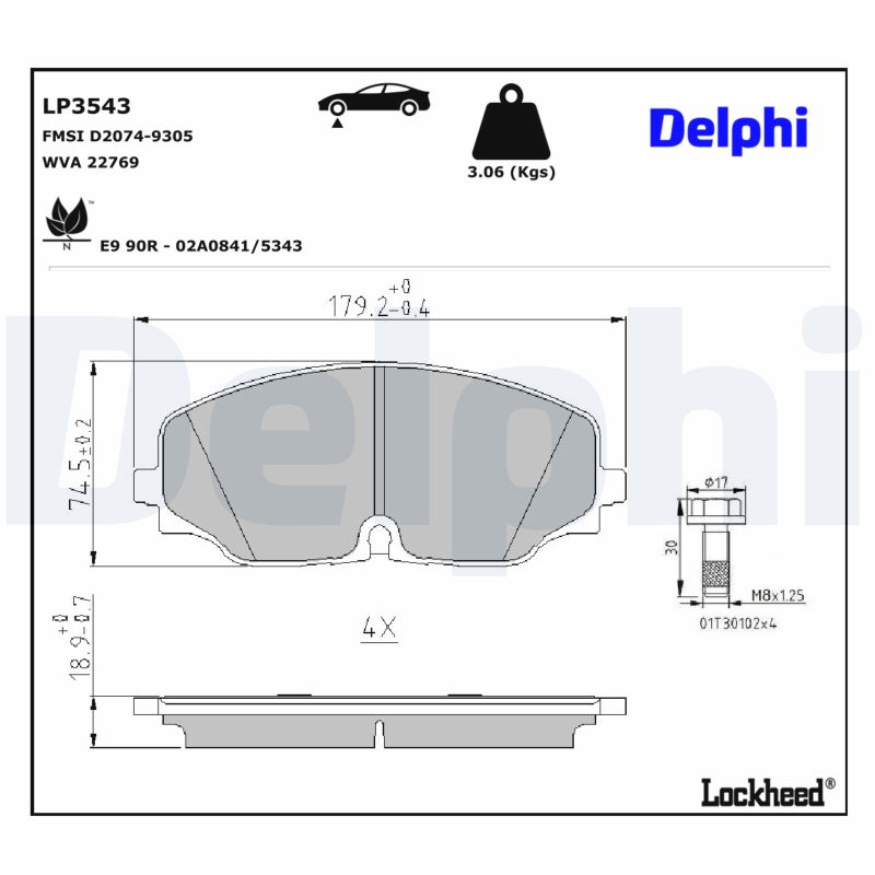 DELPHI Bremseklodser lp3543 for VW