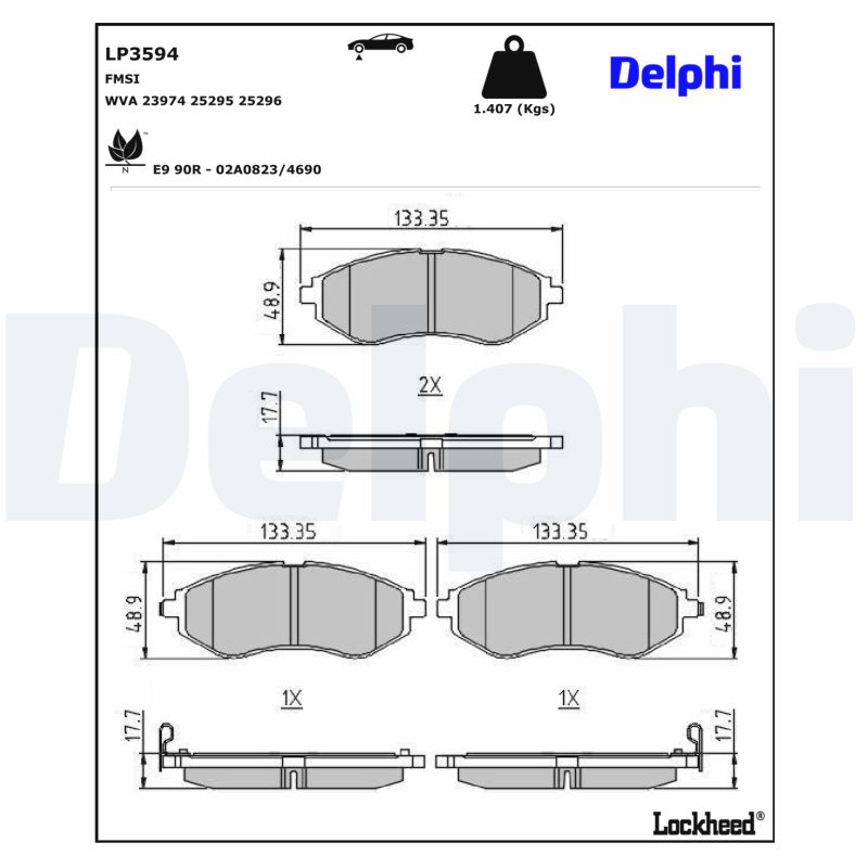 DELPHI Bremseklodser lp3594 for CHEVROLET (SGM)