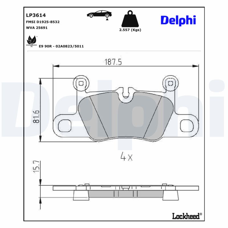 DELPHI Bremseklodser lp3614 for PORSCHE