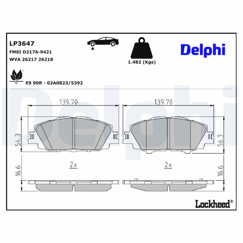 DELPHI Bremseklodser lp3647 for TOYOTA
