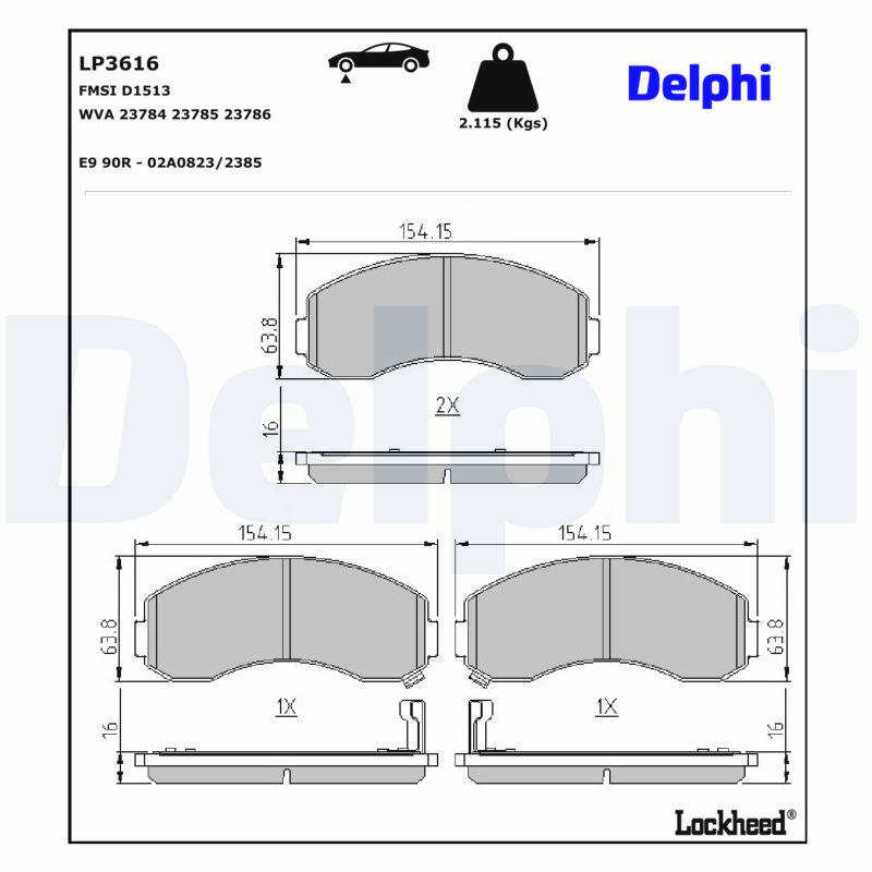 DELPHI Bremseklodser lp3616 for KIA