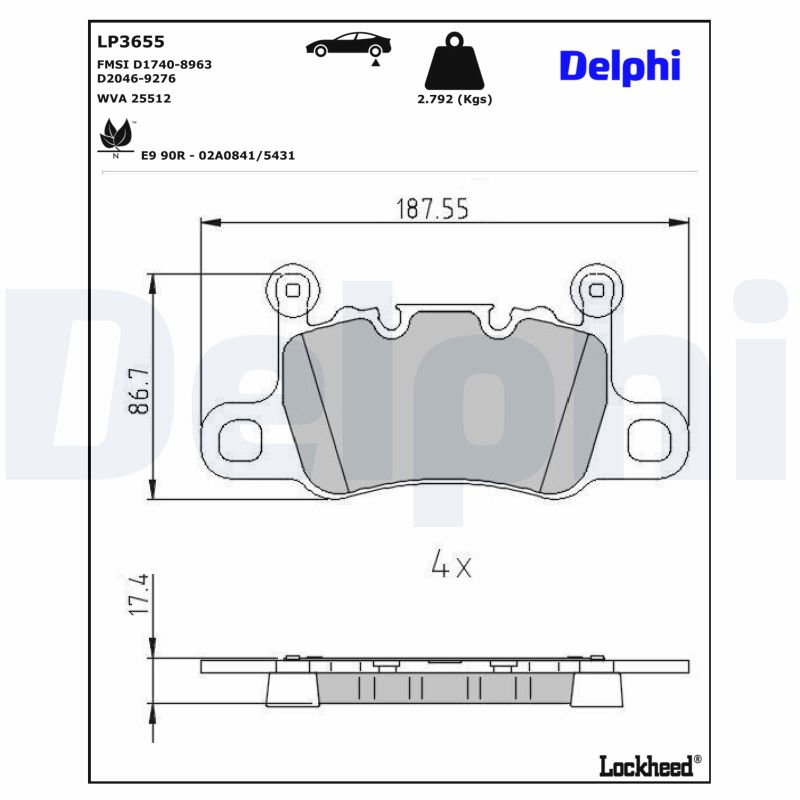 DELPHI Bremseklodser lp3655 for PORSCHE BENTLEY