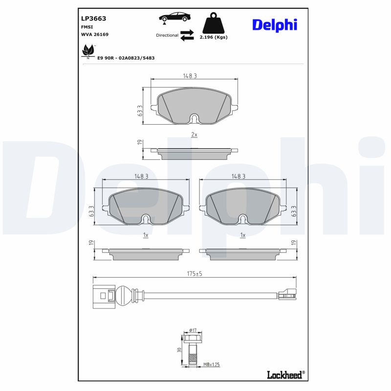 DELPHI Bremseklodser lp3663 for FORD VW AUDI