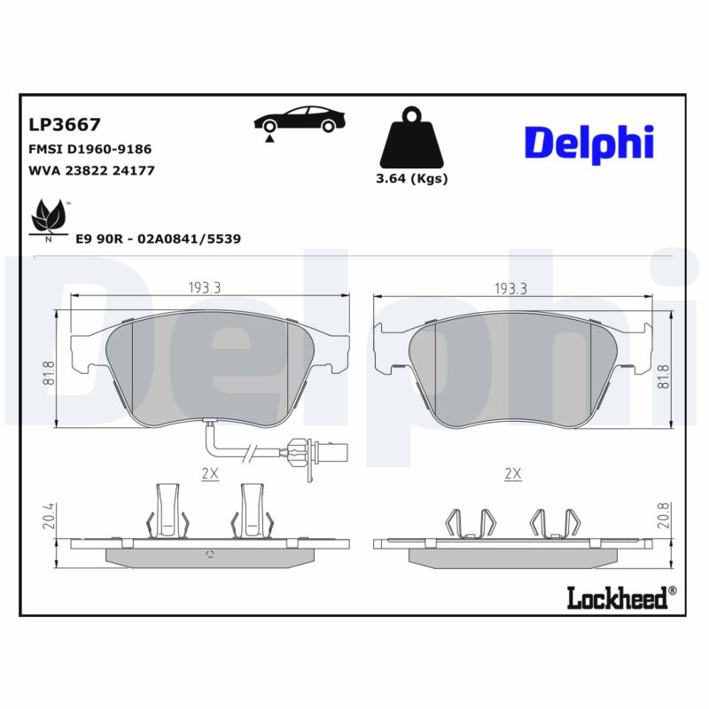 DELPHI Bremseklodser lp3667 for BENTLEY