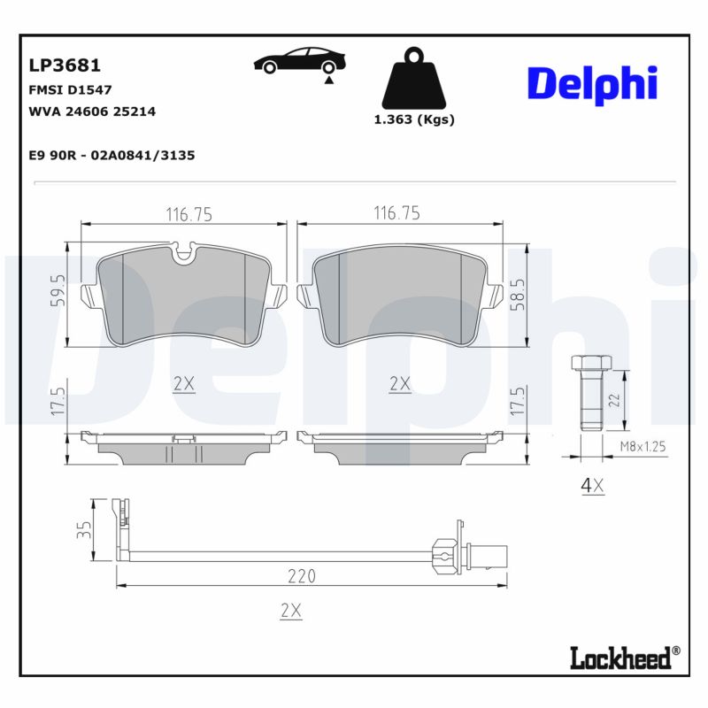 DELPHI Bremseklodser lp3681 for PORSCHE