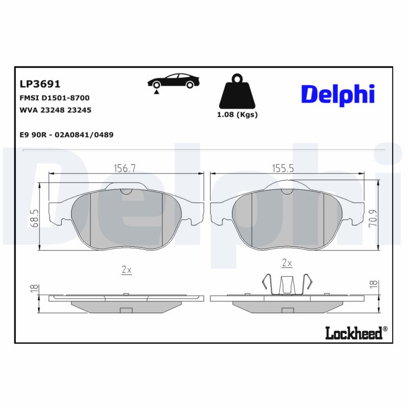 DELPHI Bremseklodser lp3691 for RENAULT