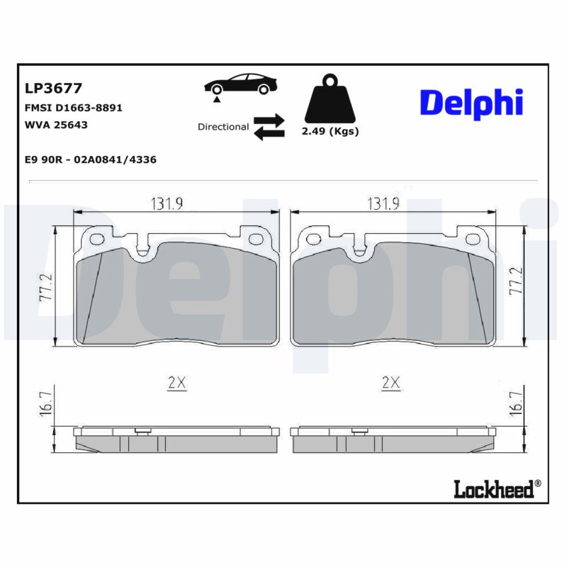 DELPHI Bremseklodser lp3677 for AUDI PORSCHE