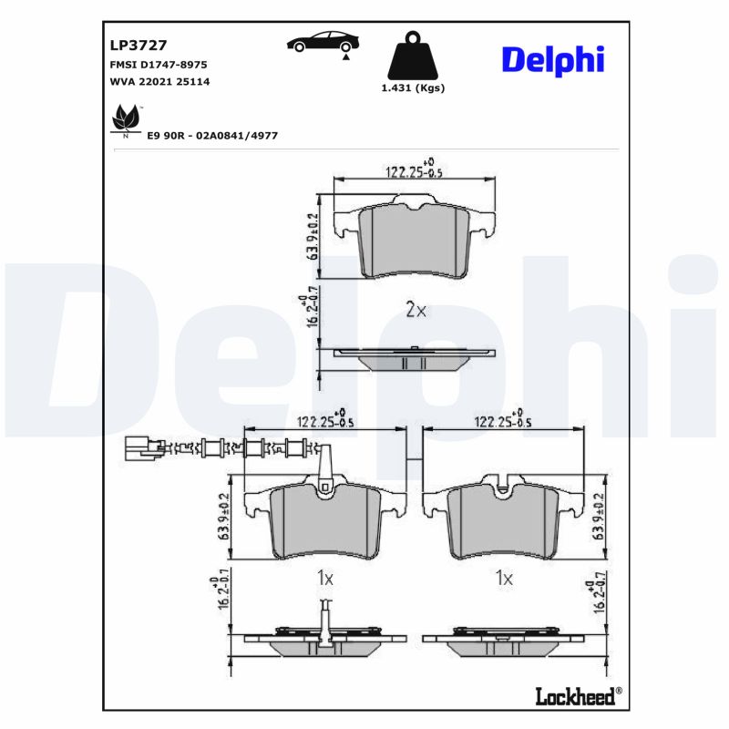 DELPHI Bremseklodser lp3727 for JAGUAR