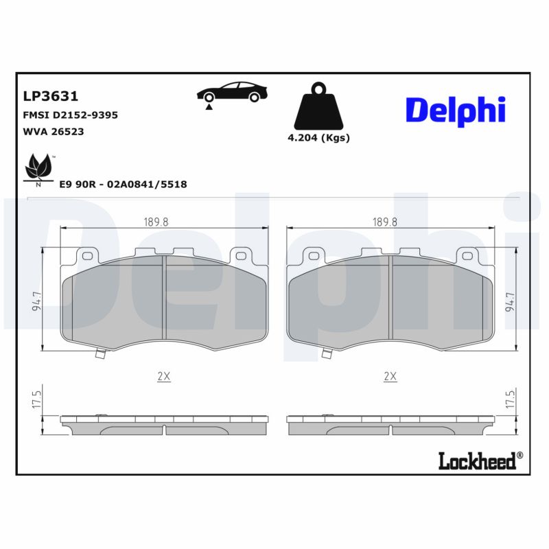 DELPHI Bremseklodser lp3631 for JEEP