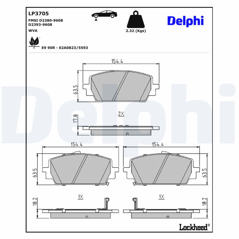 DELPHI Bremseklodser lp3705 for KIA HYUNDAI GENESIS