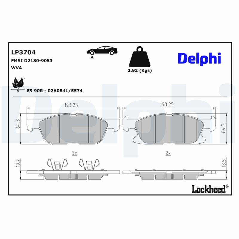 DELPHI Bremseklodser lp3704 for FORD USA