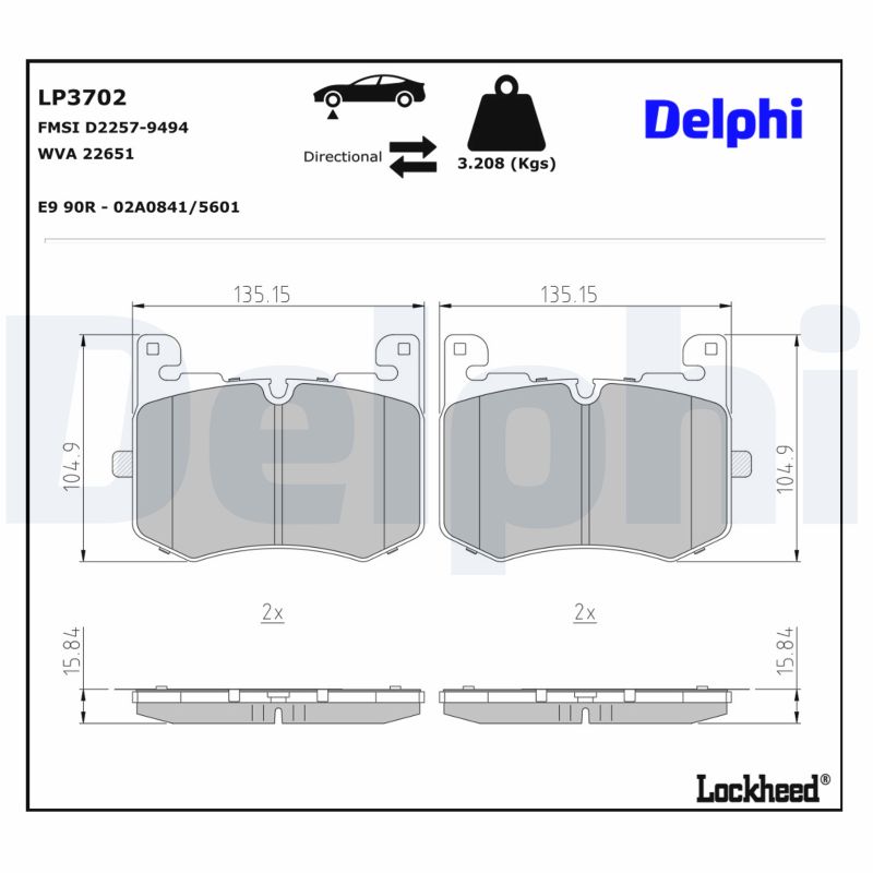 DELPHI Bremseklodser lp3702 for JAGUAR LAND ROVER
