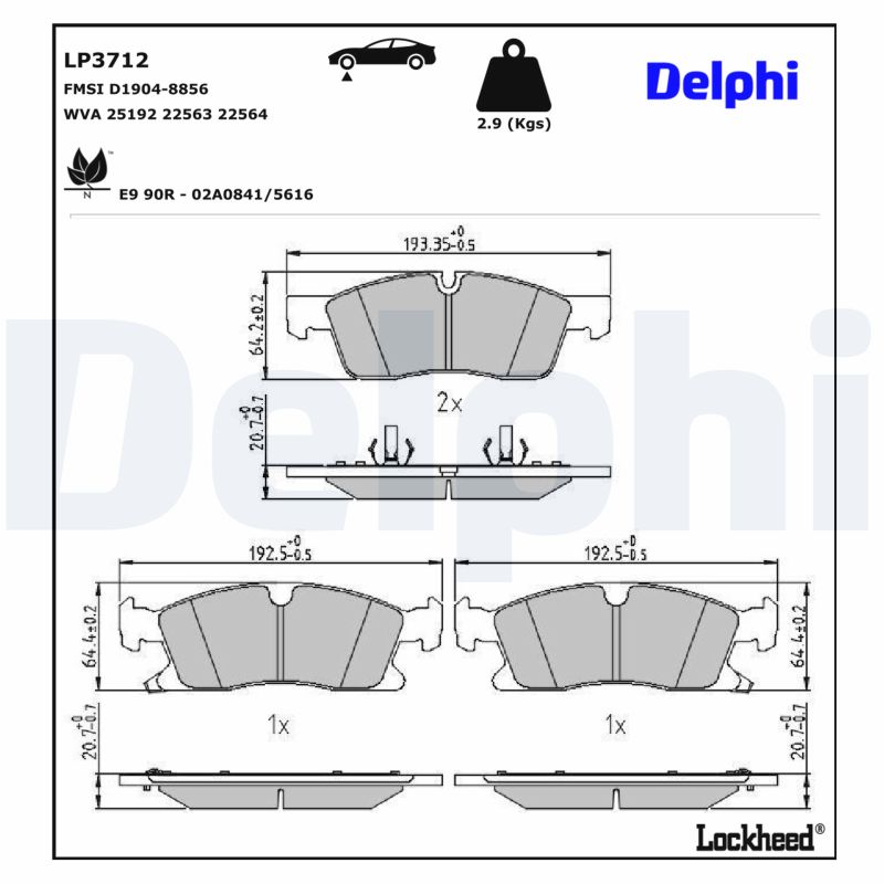 DELPHI Bremseklodser lp3712 for JEEP