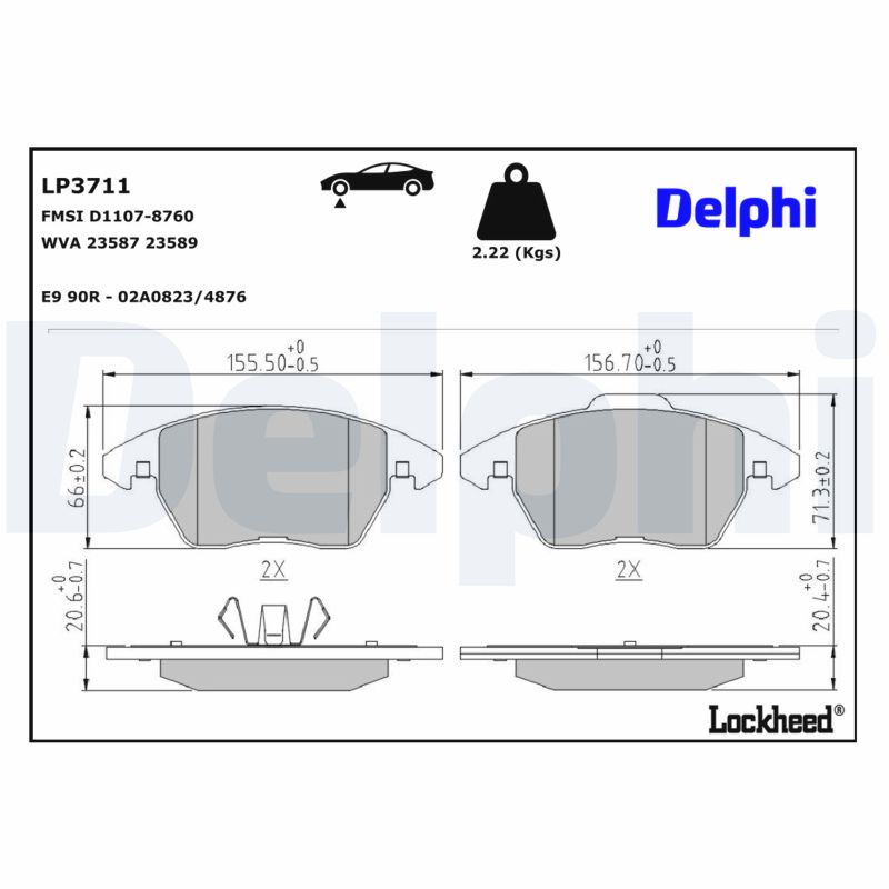 DELPHI Bremseklodser lp3711 for VW