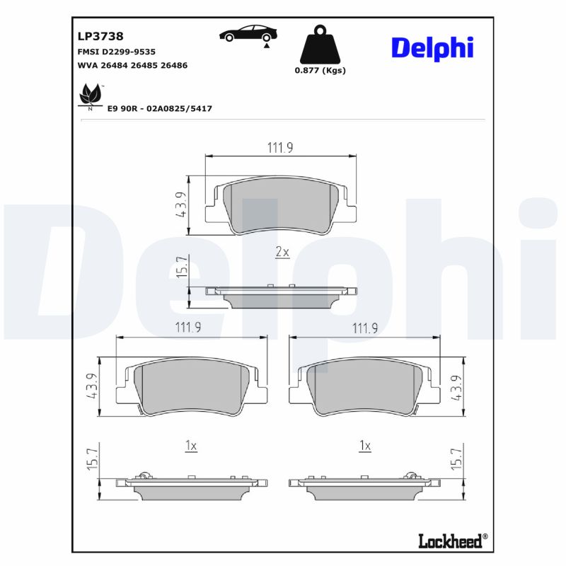 DELPHI Bremseklodser lp3738 for KIA HYUNDAI HYUNDAI (BEIJING)