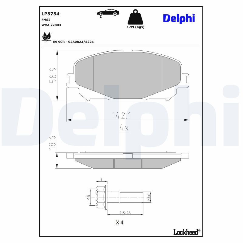 DELPHI Bremseklodser lp3734 for MITSUBISHI RENAULT
