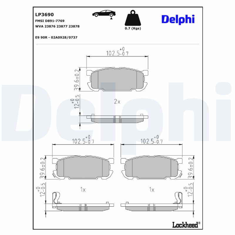 DELPHI Bremseklodser lp3690 for MAZDA