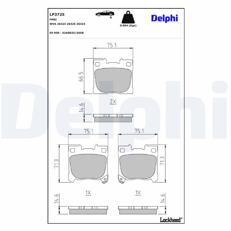 DELPHI Bremseklodser lp3725 for TOYOTA