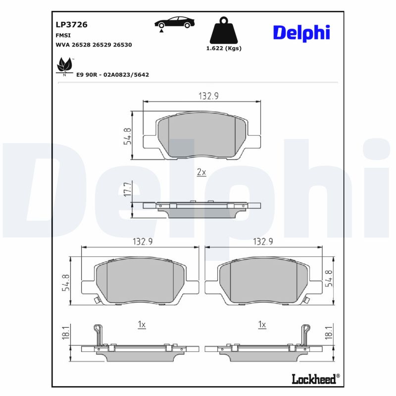 DELPHI Bremseklodser lp3726 for HYUNDAI