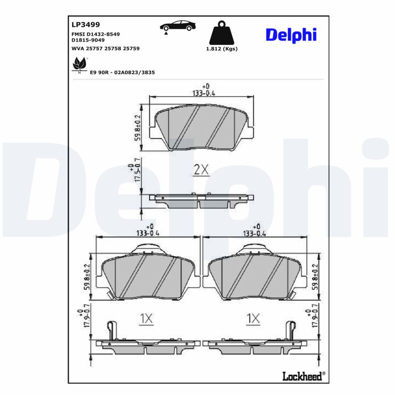 DELPHI Bremseklodser lp3499 for KIA HYUNDAI HYUNDAI (BEIJING)