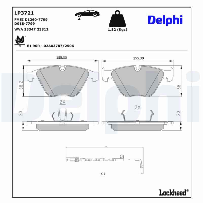 DELPHI Bremseklodser lp3721 for BMW