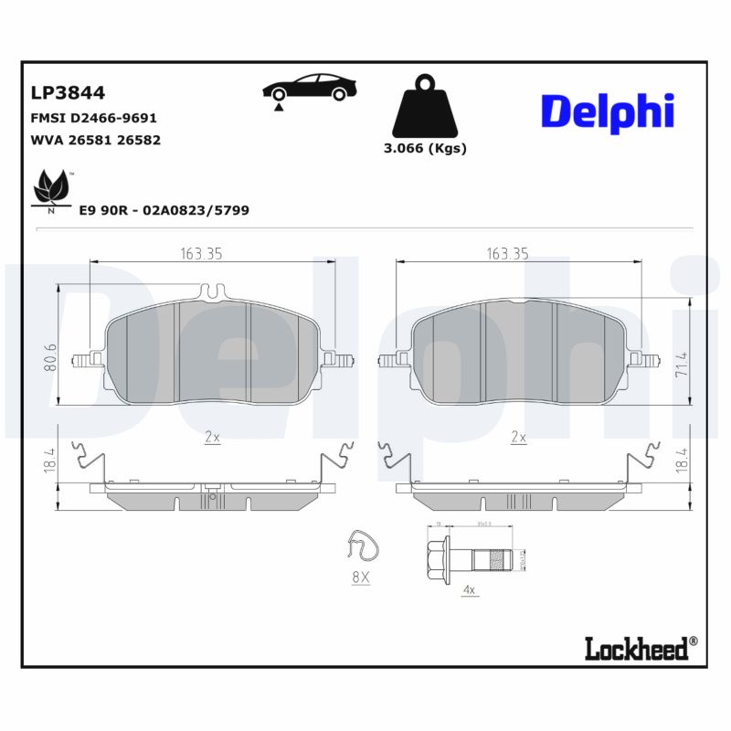 DELPHI Bremseklodser lp3844 for MERCEDES-BENZ