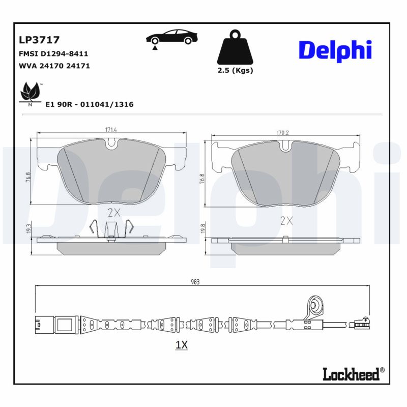 DELPHI Bremseklodser lp3717 for BMW