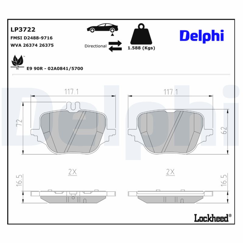 DELPHI Bremseklodser lp3722 for MERCEDES-BENZ