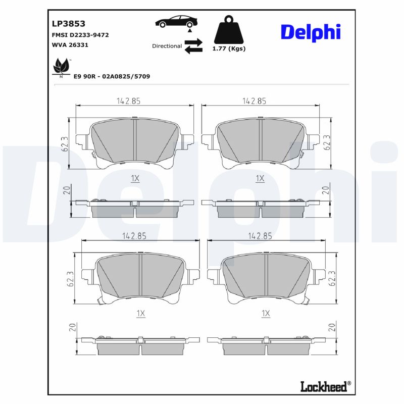 DELPHI Bremseklodser LP3853 for JEEP