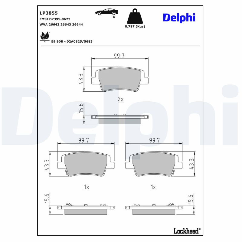 DELPHI Bremseklodser lp3855 for HYUNDAI