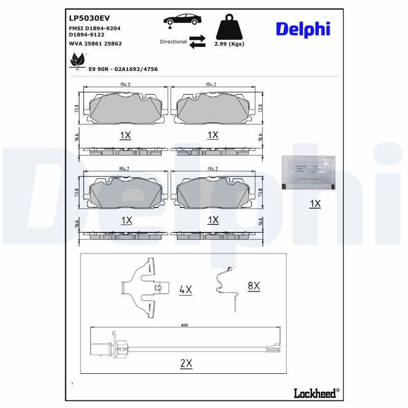 DELPHI Bremseklodser lp5030ev for AUDI