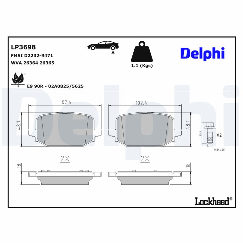 DELPHI Bremseklodser lp3698 for FORD USA