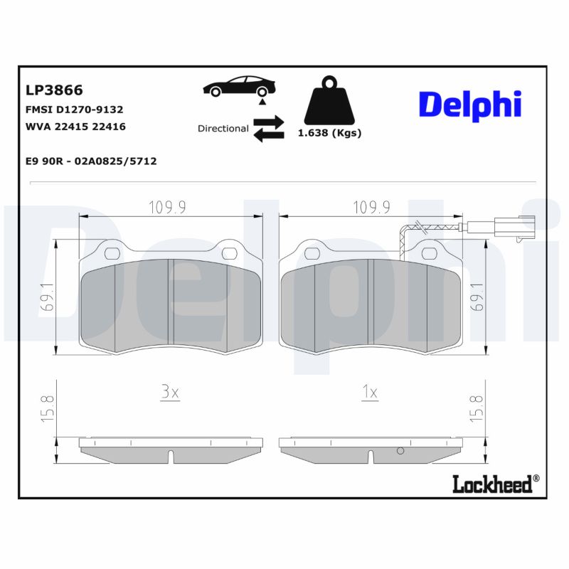 DELPHI Bremseklodser LP3866 for MASERATI