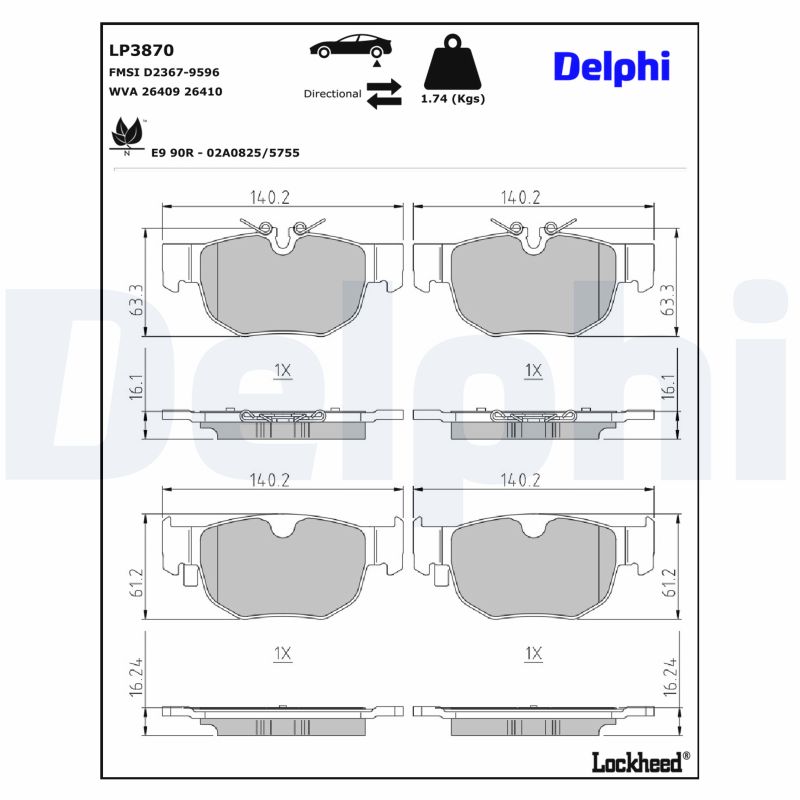 DELPHI Bremseklodser lp3870 for JAGUAR LAND ROVER
