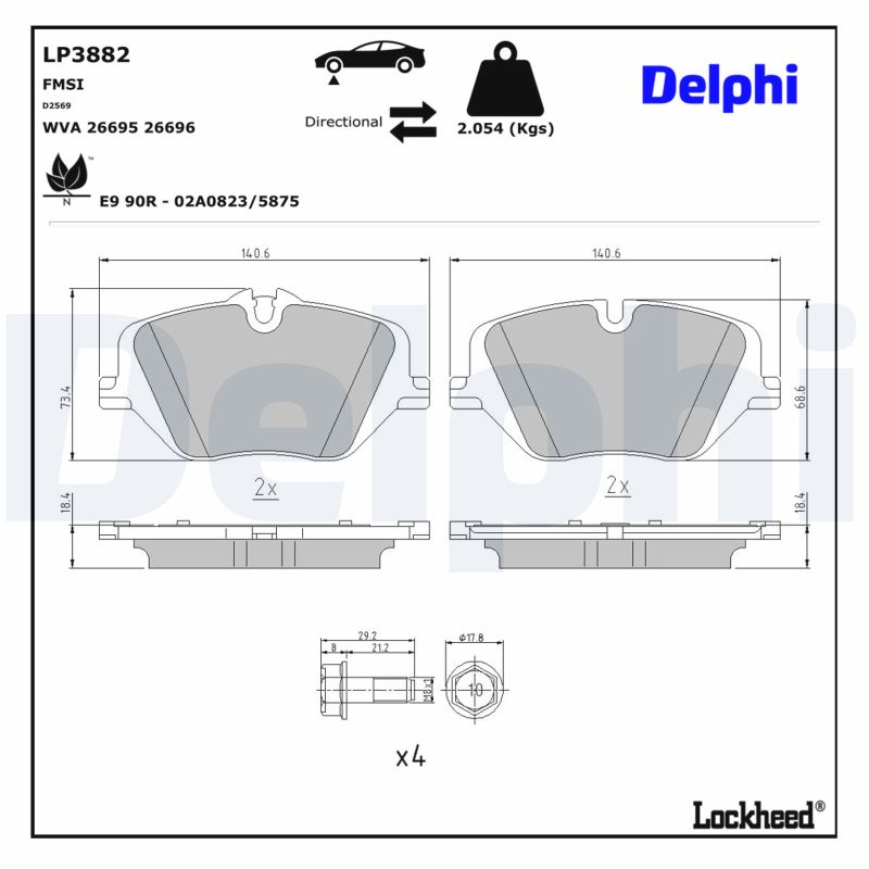 DELPHI Bremseklodser lp3882 for BMW