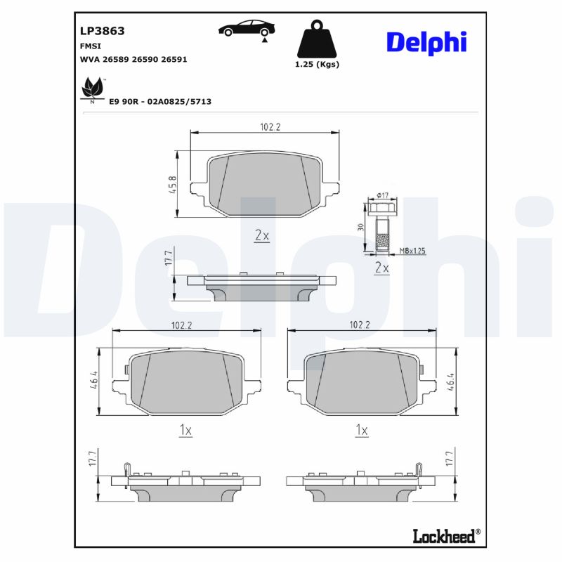 DELPHI Bremseklodser LP3863 for NISSAN RENAULT