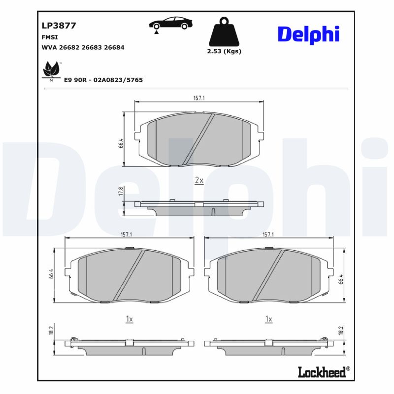 DELPHI Bremseklodser lp3877 for HYUNDAI