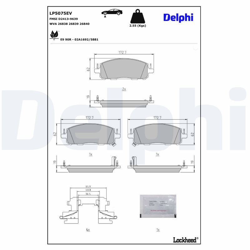 DELPHI Bremseklodser lp5075ev for NISSAN