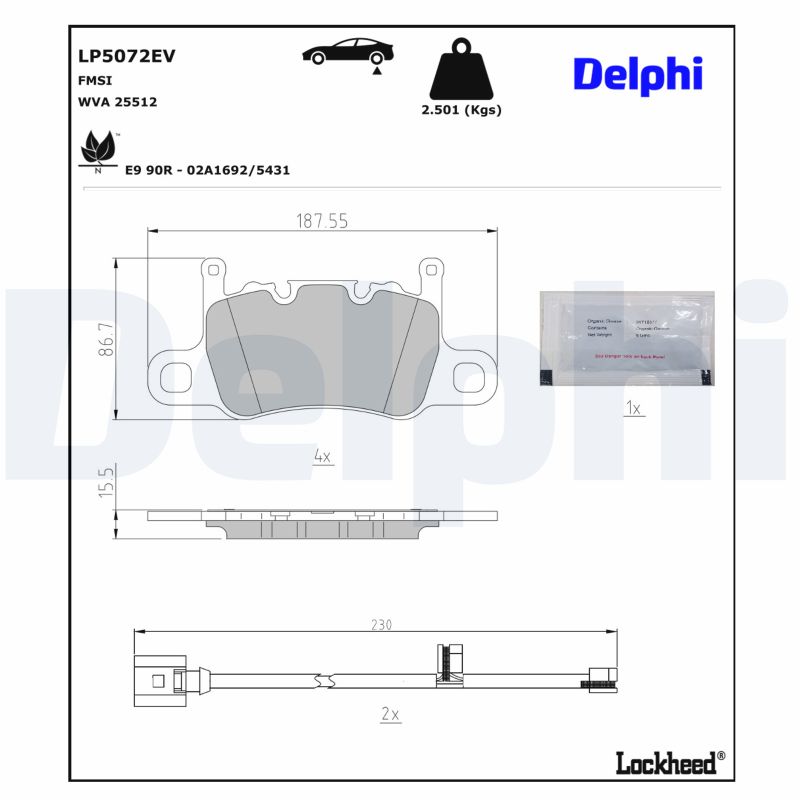 DELPHI Bremseklodser lp5072ev for AUDI PORSCHE