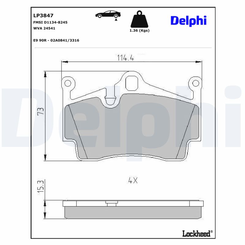 DELPHI Bremseklodser lp3847 for PORSCHE