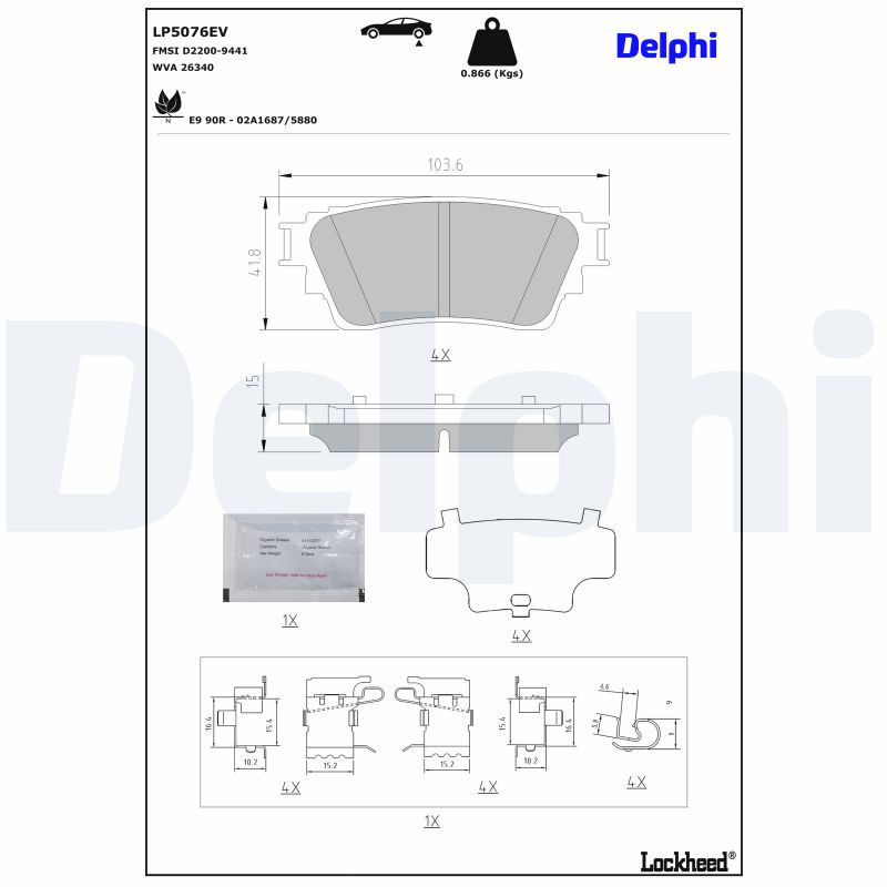 DELPHI Bremseklodser lp5076ev for NISSAN