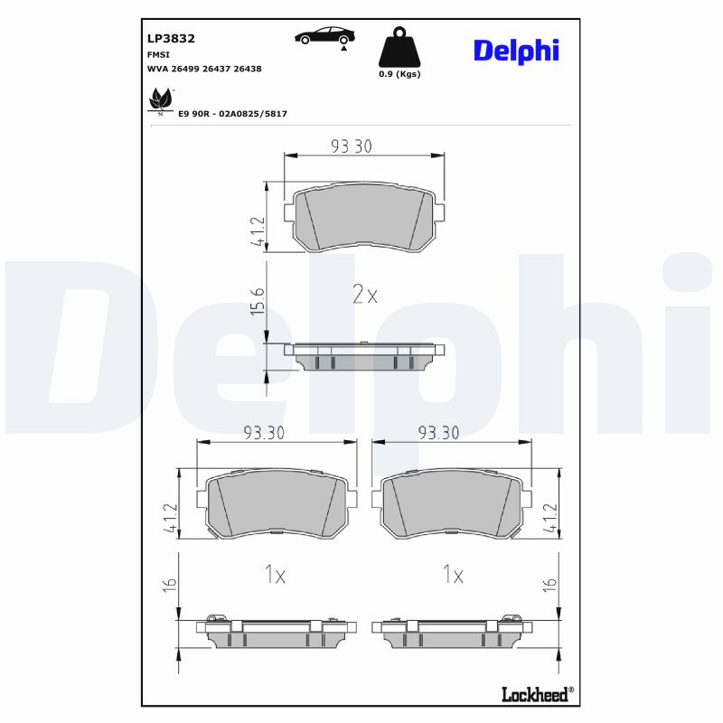 DELPHI Bremseklodser lp3832 for HYUNDAI