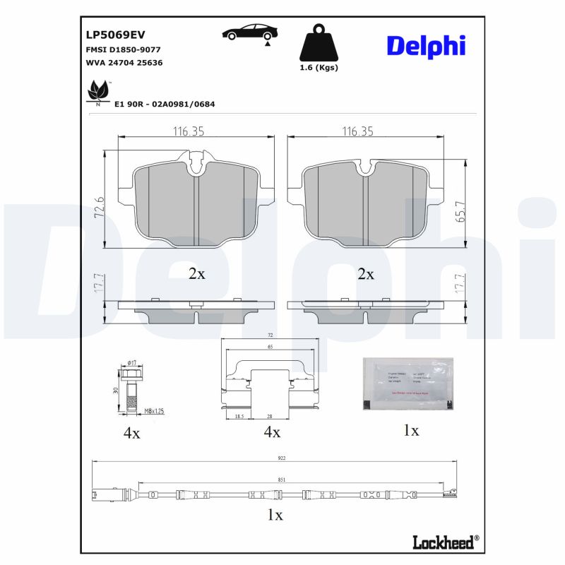 DELPHI Bremseklodser lp5069ev for BMW (BRILLIANCE)