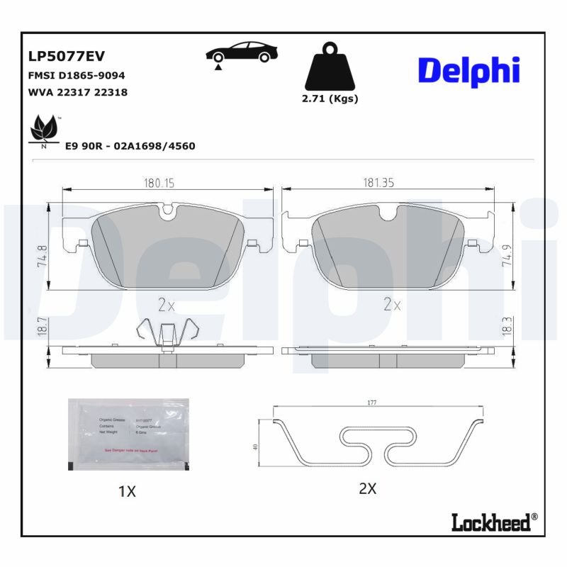 DELPHI Bremseklodser lp5077ev for VOLVO